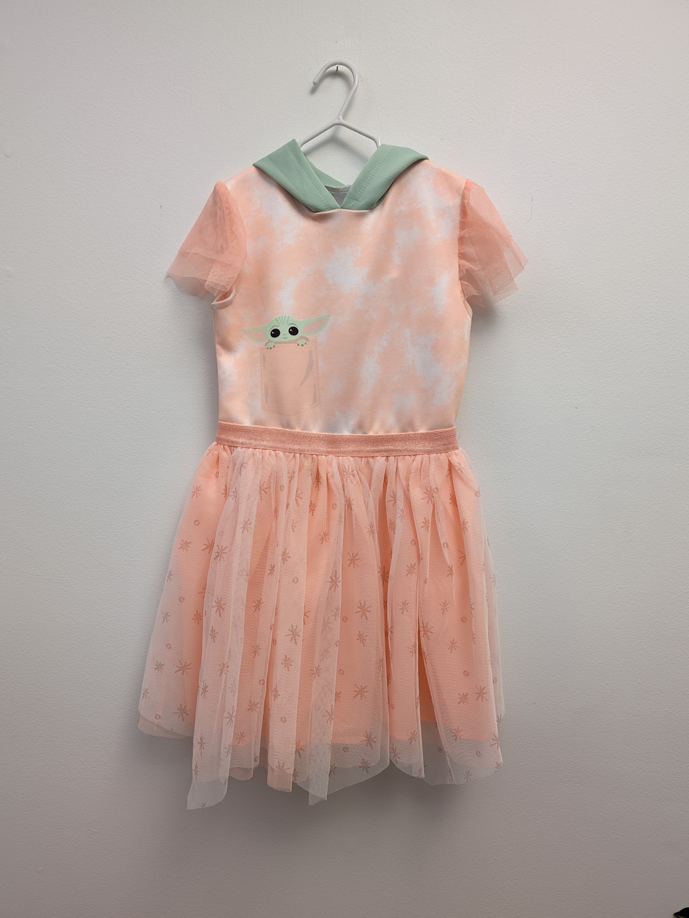 Star Wars Peach Tulle Dress with Mint Hooded Accent Small 6/6X